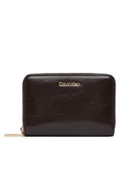 Calvin Klein Portfel Foil Glossy Square Zip Around LV04F1201G Brązowy. Brązowe portfele damskie CALVIN KLEIN, bez wzorów, ze skóry. Za 249.99 zł.