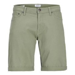 Krótki Jack & Jones sweter oliwkowo-zielony. Zielone szorty męskie Jack&Jones, bez wzorów, z materiału, eleganckie. Za 177.62 zł.
