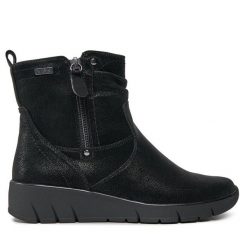Botki Jana. Czarne botki damskie JANA, bez obcasa, na płaskiej podeszwie, bez zapięcia. Za 319.99 zł.