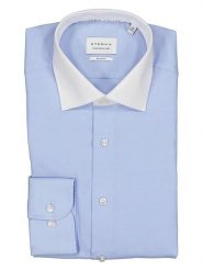 Eterna Koszula - Slim fit - w kolorze błękitnym rozmiar: 44. Niebieskie koszule męskie Eterna, bez wzorów, z bawełny, bez kołnierzyka, bez ramiączek. Za 131.43 zł.