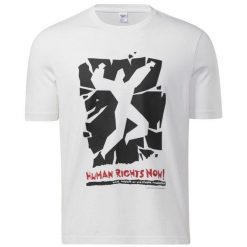 Koszulka Reebok Human Rights - Unisex z Biokatoonu. Fioletowe bluzki damskie Reebok, bez wzorów, z bawełny, bez kołnierzyka, bez ramiączek. Za 170.99 zł.