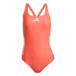 Jednoczęściowy strój kąpielowy z odkrytymi plecami dla kobiet adidas 3-Stripes. Białe stroje jednoczęściowe damskie Adidas, bez wzorów. Za 200.35 zł.