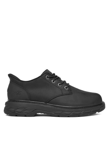 Skechers Półbuty Lockett 205307 BBK Czarny. Czarne półbuty męskie Skechers, ze skóry, bez zapięcia. Za 319.99 zł.