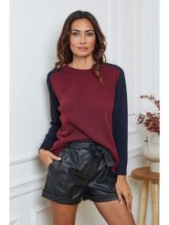 So Cachemire Sweter "Kaleis" w kolorze granatowo-bordowym rozmiar: M. Czerwone swetry klasyczne damskie So Cachemire, m, z kaszmiru, bez kołnierzyka. Za 226.24 zł.