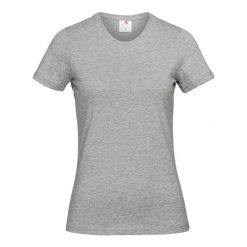 Koszulka Damska Classic Heather Fitted T-shirt. Szare bluzki damskie Stedman, bez wzorów, sportowe, bez kołnierzyka, bez ramiączek. Za 46.99 zł.