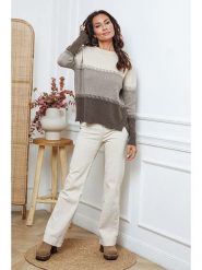 Joséfine Sweter "Lurcia" w kolorze brązowo-kremowym rozmiar: S. Brązowe swetry klasyczne damskie Joséfine, s, z kaszmiru, bez kołnierzyka. Za 195.99 zł.