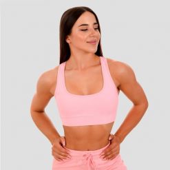 Biustonosz sportowy damski z wkładkami różowy Mesh Panel. Czerwone biustonosze sportowe damskie GYMBEAM, bez wzorów, z elastanu. Za 72.90 zł.