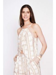 ASSUILI Top w kolorze beżowym rozmiar: 38. Brązowe topy damskie Assuili, bez wzorów, z asymetrycznym kołnierzem. Za 65.99 zł.