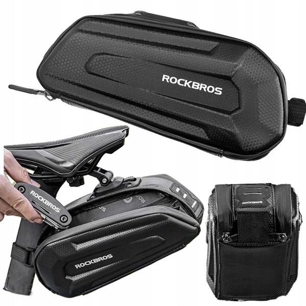 Torba rowerowa podsiodłowa Rockbros 1,8 L klips + regulacja. Czarne torebki klasyczne damskie ROCKBROS, bez wzorów, z materiału, duże, bez dodatków. Za 76.99 zł.