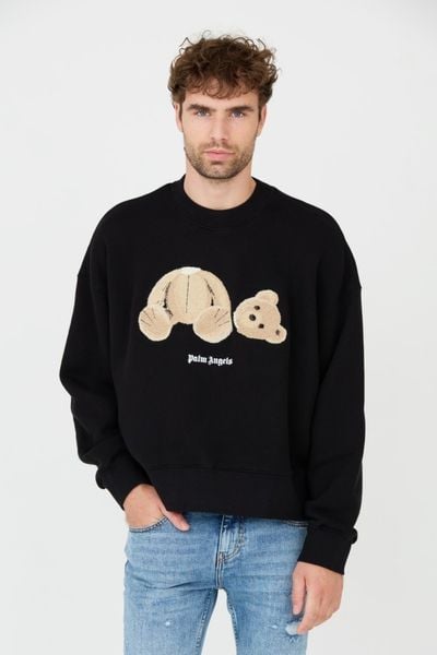 PALM ANGELS Czarna męska bluza Bear Crew, Rozmiar L. Czarne bluzy bez kaptura męskie PALM ANGELS, l. W wyprzedaży za 1,804.99 zł.