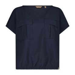 T-shirt z rozciągliwego poliestru z kieszeniami damski CMP. Czarne t-shirty damskie CMP, l, bez wzorów, z materiału, bez kołnierzyka. Za 195.00 zł.