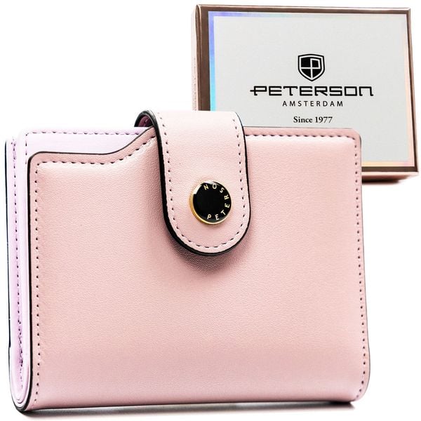 Różowy portfel damski ze skóry ekologicznej z systemem RFID PTN 012-JK6 Peterson. Czerwone portfele damskie Peterson, bez wzorów, ze skóry ekologicznej. Za 76.99 zł.