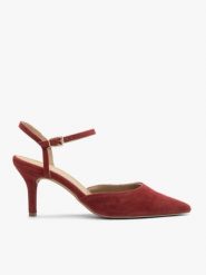 Bordowe czółenka slingback bez pięty. Czerwone czółenka damskie Brawo sp. z o.o., bez wzorów, z gumy, bez obcasa, na szpilce. Za 379.99 zł.