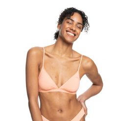 Góra od stroju kąpielowego ROXY Beach Classics TRI. Brązowe bikini damskie Roxy, bez wzorów. Za 53.99 zł.
