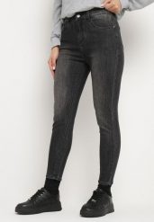 Ciemnoszare Dopasowane Jeansy z Bawełną Xenirra. Szare jeansy damskie Born2be. Za 29.99 zł.
