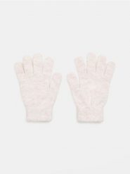 Rękawiczki z domieszką wełny - kremowy. Białe rękawiczki damskie Sinsay, bez wzorów, z wełny. Za 9.99 zł.