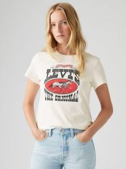 Levi's Koszulka w kolorze kremowym rozmiar: S. Brązowe bluzki damskie Levi's, s, bez wzorów, z bawełny, bez kołnierzyka. Za 61.02 zł.