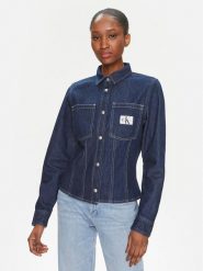 Calvin Klein Jeans Koszula jeansowa Lean J20J222825 Niebieski Slim Fit. Niebieskie koszule damskie Calvin Klein Jeans, l, bez wzorów, z bawełny, bez kołnierzyka, bez ramiączek. Za 249.99 zł.
