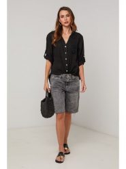 Lin Passion Lniana koszula w kolorze czarnym rozmiar: 38/40. Czarne koszule damskie Lin Passion, bez wzorów, z koronki, klasyczne, bez kołnierzyka, bez ramiączek. Za 143.99 zł.