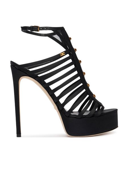 Elisabetta Franchi Sandały SA-92L-62E2-V790 Czarny. Czarne sandały damskie Elisabetta Franchi, bez wzorów, z materiału, bez obcasa, na szpilce. Za 3,359.00 zł.