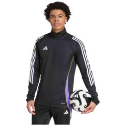Bluza męska Adidas czarna, slim fit, AEROREADY, zamek na piersi. Czarne bluzy bez kaptura męskie Adidas, bez wzorów, z materiału, bez kołnierzyka, bez ramiączek. Za 185.25 zł.