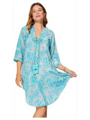 Aller Simplement Sukienka w kolorze turkusowym rozmiar: 38/40. Niebieskie sukienki damskie Aller Simplement, bez wzorów, bez kołnierzyka, bez ramiączek, mini. Za 43.99 zł.