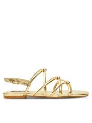 Nine West Sandały 123AL1737 Złoty. Żółte sandały damskie Nine West, bez wzorów, ze skóry, bez obcasa, na płaskiej podeszwie. Za 119.99 zł.