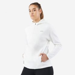 Bluza tenisowa z kapturem na krótki suwak Artengo Soft Dry 900. Białe bluzy z kapturem damskie ARTENGO, z bawełny. Za 109.99 zł.
