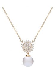 U.S. Polo Assn. Pozłacany naszyjnik perłą i kryształami - dł. 40 cm rozmiar: onesize. Białe naszyjniki damskie U.S. Polo Assn., metalowe. Za 86.99 zł.