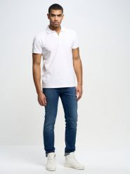 Koszulka męska polo biała Markolinos 101. Białe koszulki polo męskie Big Star, l, bez wzorów, z jeansu, bez ramiączek. Za 139.99 zł.