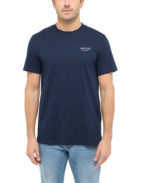 Męski T-Shirt Mustang Style Austin Dark Sapphire 1016273 4136. Niebieskie t-shirty męskie Mustang, l, bez wzorów, bez kołnierzyka. Za 89.99 zł.