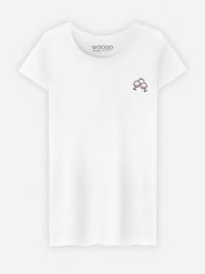 WOOOP Koszulka "Tchin Tchin" w kolorze białym rozmiar: M. Białe bluzki damskie Wooop, m, bez wzorów, z bawełny, bez kołnierzyka. Za 56.99 zł.