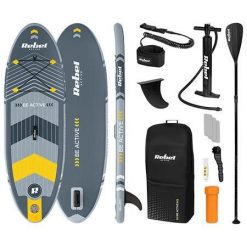 Deska SUP pompowana do pływania 244 cm wiosło Rebel zestaw pompka plecak. Szare plecaki damskie REBEL, bez wzorów, z materiału. Za 579.00 zł.