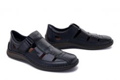 RIEKER 05291-14 blue, półbuty męskie. Niebieskie półbuty męskie Rieker, na lato, bez zapięcia. Za 271.92 zł.