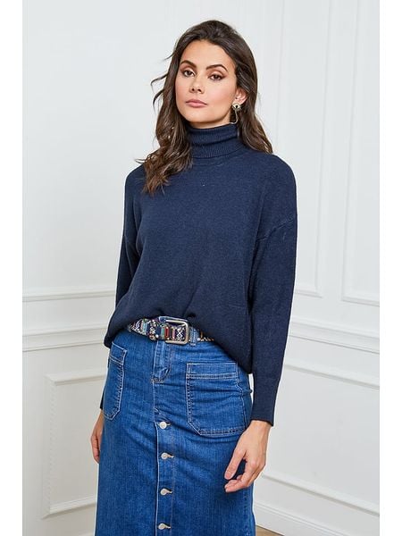 Joséfine Golf "Elona" w kolorze granatowym rozmiar: M. Niebieskie golfy damskie Joséfine, m, bez wzorów, z kaszmiru, bez ramiączek. Za 270.39 zł.