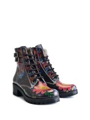 Goby Botki w kolorze czarnym ze wzorem rozmiar: 39. Czarne botki damskie Goby, z materiału, z okrągłym noskiem, bez obcasa, bez zapięcia. Za 304.99 zł.