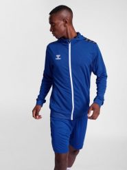 Kurtka dresowa z kapturem na zamek Hummel Authentic. Niebieskie kurtki męskie HUMMEL, xl, bez wzorów, z dresówki, sportowe, z kapturem. Za 191.75 zł.