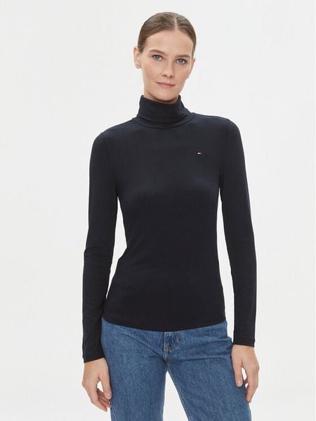 Tommy Hilfiger Golf 5x2 WW0WW39826 Granatowy Slim Fit. Niebieskie golfy damskie Tommy Hilfiger, xxs, bez wzorów, z wiskozy, bez ramiączek. Za 219.99 zł.