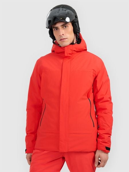 4F Kurtka narciarska membrana 8000 męska - czerwona S. Czerwone kurtki męskie 4f, m, bez wzorów, z materiału, bez kaptura, narciarskie. Za 599.99 zł.