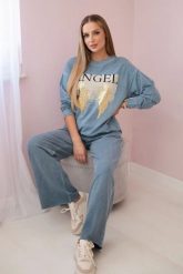 Komplet bawełniany dekatyzowany Angel bluza + spodnie jeansowy. Bluzy bez kaptura damskie Włoski, l, z bawełny. Za 539.47 zł.