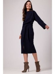 Be Wear Sukienka w kolorze granatowym rozmiar: XL. Niebieskie sukienki damskie Be Wear, xl, bez wzorów, z tkaniny, bez kołnierzyka, bez ramiączek, midi. Za 126.15 zł.