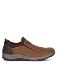 Rieker Półbuty 03650-24 Brązowy. Brązowe półbuty męskie Rieker, z materiału, bez zapięcia. Za 369.99 zł.