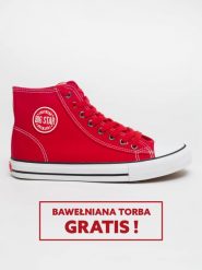 Trampki damskie wysokie czerwone JJ274A503 603. Czerwone trampki i tenisówki damskie Big Star, bez wzorów, z żakardem. W wyprzedaży za 88.99 zł.