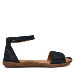 Sandały Josef Seibel. Niebieskie sandały damskie Josef Seibel, bez wzorów, bez obcasa, na płaskiej podeszwie. Za 439.99 zł.