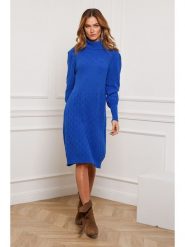 Joséfine Sukienka dzianinowa "Eclose" w kolorze niebieskim rozmiar: M. Niebieskie sukienki damskie Joséfine, na co dzień, m, bez wzorów, z dzianiny, bez kołnierzyka, bez ramiączek, mini, proste. Za 187.99 zł.