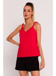 Made of emotion Top w kolorze czerwonym rozmiar: S. Czerwone topy damskie Made Of Emotion, s, bez wzorów, bez kołnierzyka. Za 180.06 zł.