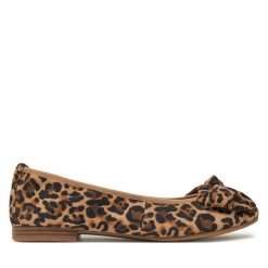 Baleriny Tamaris. Brązowe baleriny damskie Tamaris, bez wzorów, bez obcasa. Za 299.99 zł.