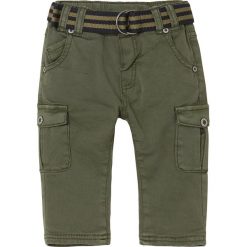 Spodnie w kolorze khaki. Brązowe spodnie niemowlęce Steiff, z aplikacjami, z tkaniny. W wyprzedaży za 75.95 zł.