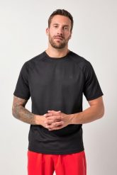 Męski T-shirt FLEXNAMIC® fitness rękaw 1/2 nadruk z tyłu QuickDry. Zielone t-shirty męskie JAY-PI, m, bez wzorów, z materiału, bez kołnierzyka. Za 139.99 zł.