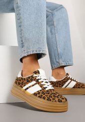 Panterkowe Sneakersy Kultowe Tenisówki z Ozdobnymi Paskami Vandell. Trampki i tenisówki damskie Renee, bez wzorów, z jeansu. Za 79.99 zł.